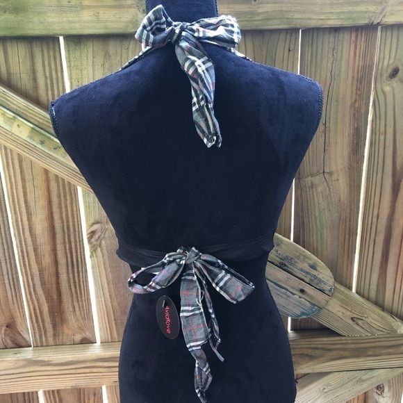 Avidlove Sexy Schoolgirl Babydoll Plaid Halter Top Lingerie Role Play V-Neck - Picture 2 of 7